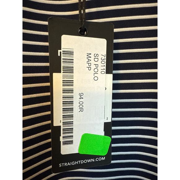 Straight Down Del Mar Stripe Performance Polo Shirt Blue Moisture Wicking L ⛳ - Picture 6 of 9